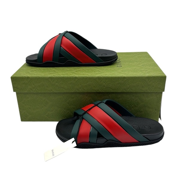 Gucci Rubber Web Criss Cross Slide Sandals Size 38 IT - Picture 16 of 16
